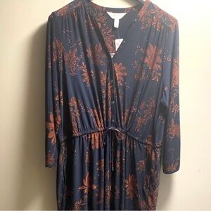 Addition Elle 4x Navy and Rust Long Sleeve Dress